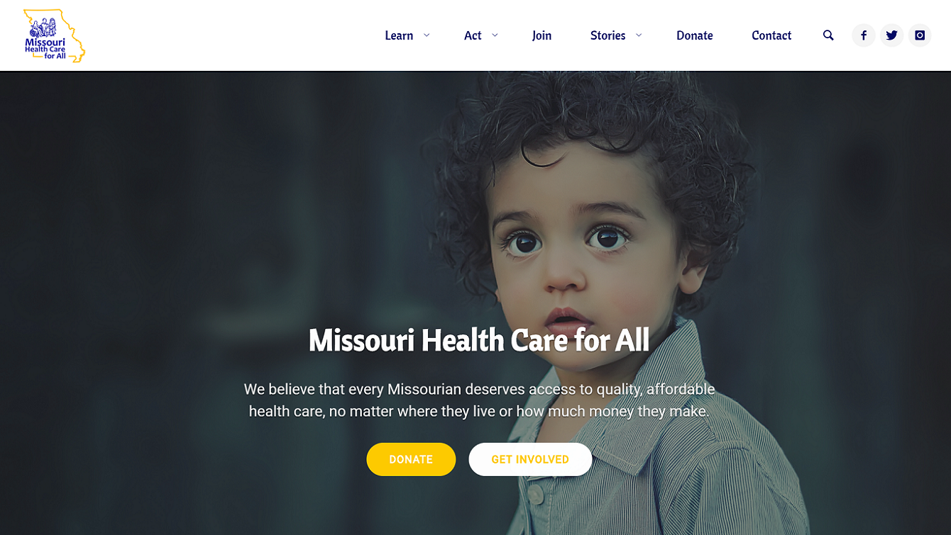 Missouri Health Care for All website screenshot