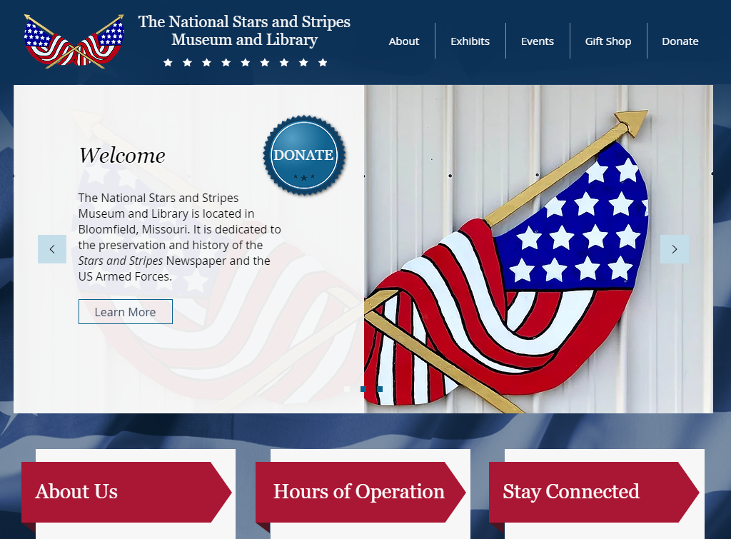 The Stars and Stripes Museum and Library website screenshot