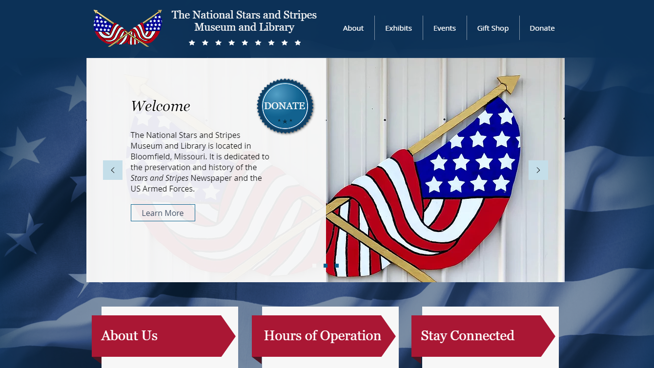 The Stars and Stripes Museum and Library website screenshot